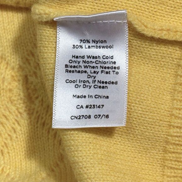 Talbots Cable Knit Sweater Lambswool Blend Fisherman Women’s Large Petite Yellow - Picture 8 of 8
